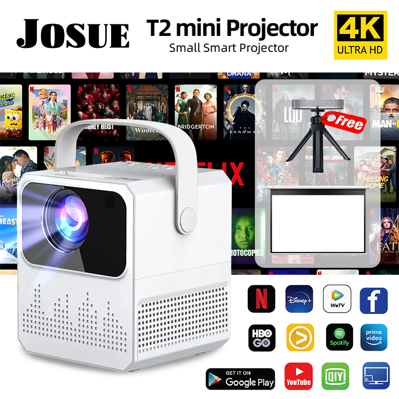 โปรเจคเตอร์ โปรเจคเตอร์มินิ T2Mini Projector Full HD ระบบ Android 11 โปรเจคเตอร์ดูหนังแบบมินิ 4kมีลำ