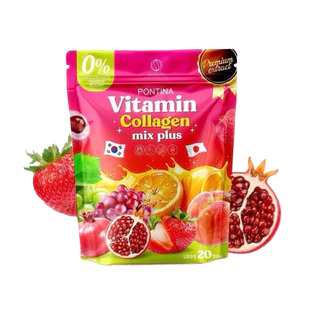 Pontina พรทิน่า วิตามิน คอลลาเจน มิกซ์ พลัส Vitamin Collagen mix plus ปริมาณสุทธิ 200 กรัม ( 10กรัม x 20 ซอง)