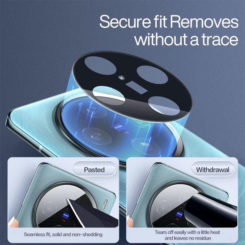 ส่งจากไทย ฟิล์มเลนส์กล้อง ฟิล์มกระจกครอบเลนกล้อง สีดำ สำหรับรุ่น  Vivo X100/X100 Pro (2023) ฟิล์มกล้