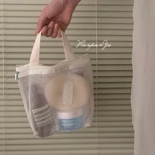 พร้อมส่ง🍑กระเป๋า Travel bag กระเป๋าจัดระเบียบ มีหูหิ้ว กระเป๋าเครื่องสำอางค์ มินิมอล กระเป๋าตาข่าย 04073