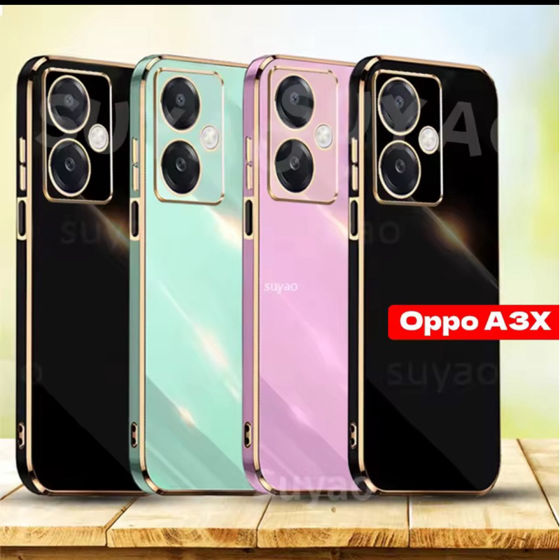 เคส TPU ขอบทอง แบบนิ่ม สำหรับรุ่น OPPO  A5X  A3X  A3 A3Pro  a5i เคสฝาหลัง สีสวย น่ารัก