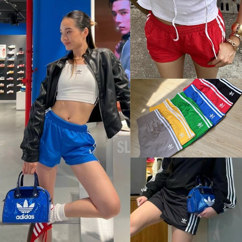 กางเกงขาสั้น รุ่นสามเเถบผ่าข้าง เอวยางยืดผ้าไนล่อน งานนำเข้าตัดเย็บอย่างดี ต้องมีเก็บไว้เลิศ เลิศ 6 สีพร้อมส่ง น๊า