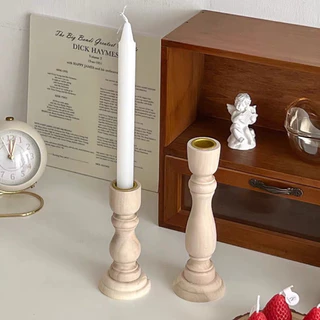 OurHome [พร้อมส่ง] เชิงเทียนไม้ Wooden candlestick holder เชิงเทียนอาหารค่ำใต้แสงเทียนการถ่ายภาพอุปกรณ์ประกอบฉากตกแต่ง