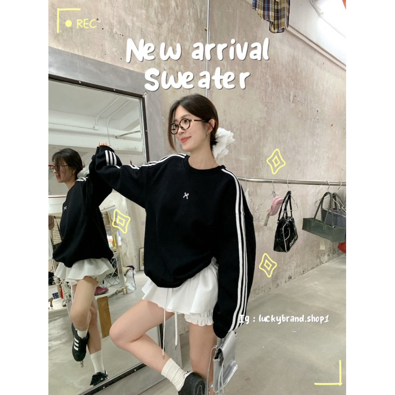 เสื้อสเวตเตอร์สตรีท งานปักโบว์น่ารัก
