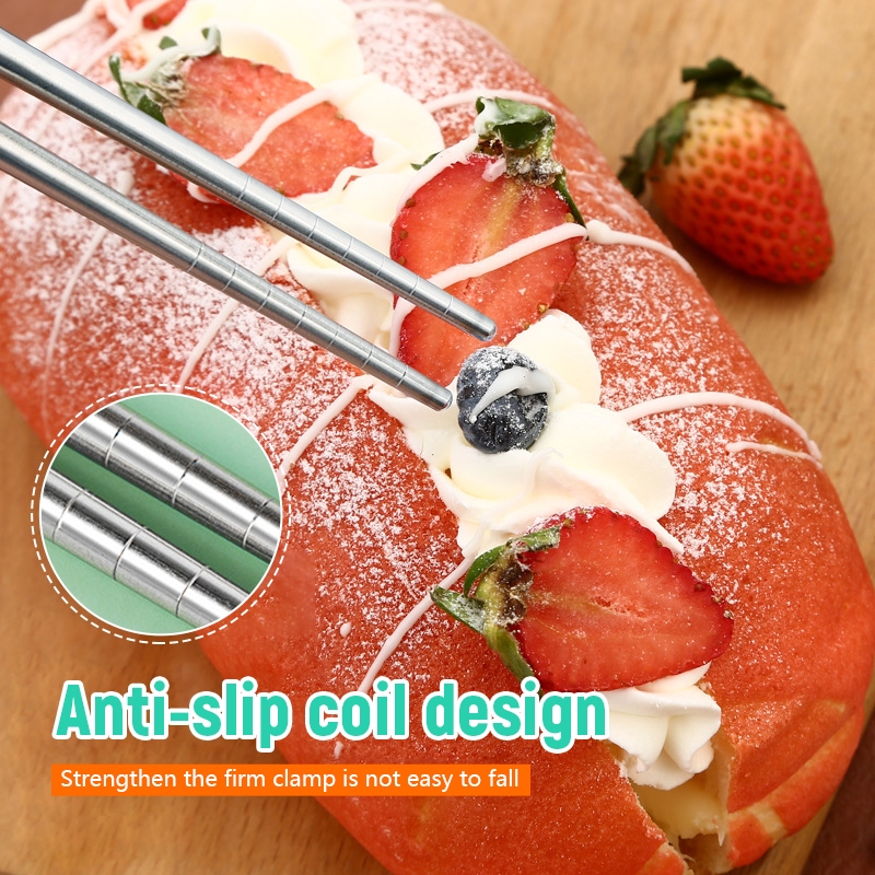 🔥 รู้สึกสบาย 🔥 แพ็ค 5 ชิ้น ตะเกียบสแตนเลส  สแตนเลสแท้ ดีไซน์สวยงามสไตล์เกาหลีคีบอาหาร ล้างทำความสะอาดง่าย - รูปที่ 3