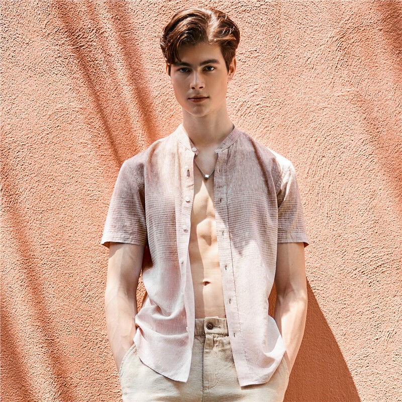 GIORDANO เสื้อเชิ้ตลินินผู้ชาย Men's Linen Shirt 01043224