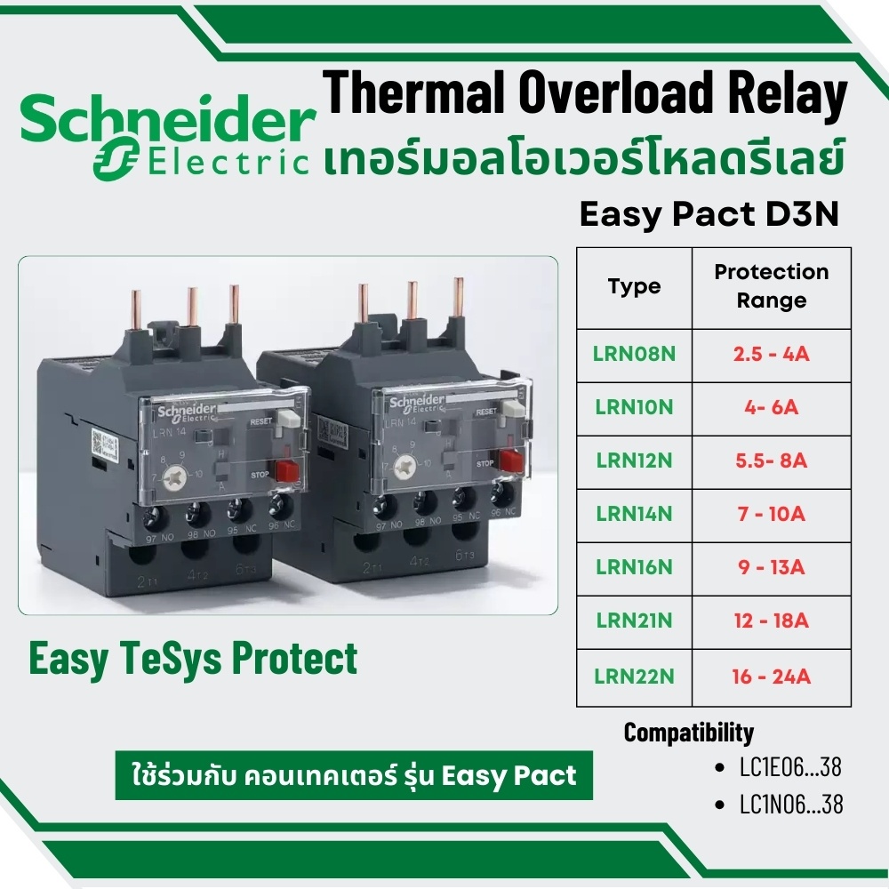 LRN08N LRN10N LRN12N LRN14N LRN16N LRN21N LRN22N LAEB1N Thermal overload relay | โอเวอร์โหลดรีเลย์ | ชไนเดอร์ Schneider