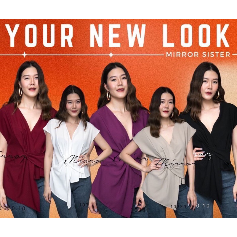 สินค้าขายดี ••MiRRoRSiSTER’s QiLa Knotted BLouse•• เสื้อคอวีลึก ดีเทลเอวม้วนแต่งdrap แพทเทรินสวยเก๋ ใครใส่ก็ดูดี