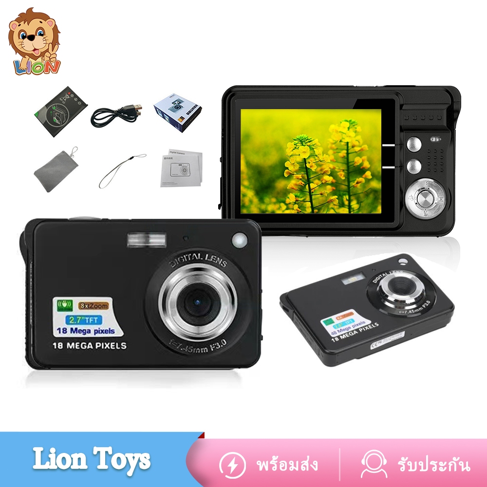 LionToys กล้องถ่ายรูปเด็ก กล้องดิจิตอลเด็ก ของเล่นถ่ายรูปถ่ายวีดีโอ กล้องหน้ากล้องหลัง 50 ล้านพิกเซล