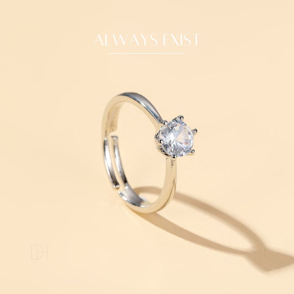 DH แหวนเงินแท้ Always Exist แหวนผู้หญิง แหวนเงิน แหวนฟรีไซส์ ปรับขนาดได้ แหวนเพชร