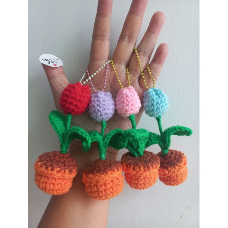 พวงกุญแจดอกทิวลิปในกระถาง พวงกุญแจดอกไม้