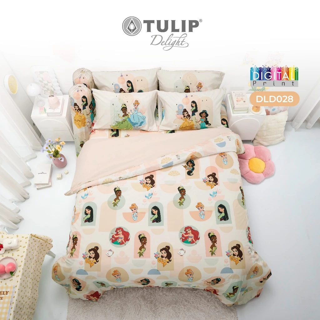 TULIP Delight เจ้าหญิง Princess พิมพ์ดิจิตอล DLD028 ลิขสิทธิ์แท้ดิสนีย์ Disney ชุดผ้าปูที่นอน ผ้าห่ม ผ้านวม