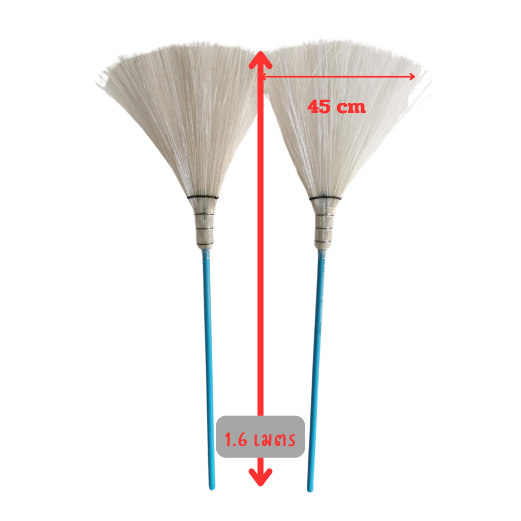 ไม้กวาดขวดพลาสติก เส้นยาวพิเศษ 65 cm ด้าม  PVC