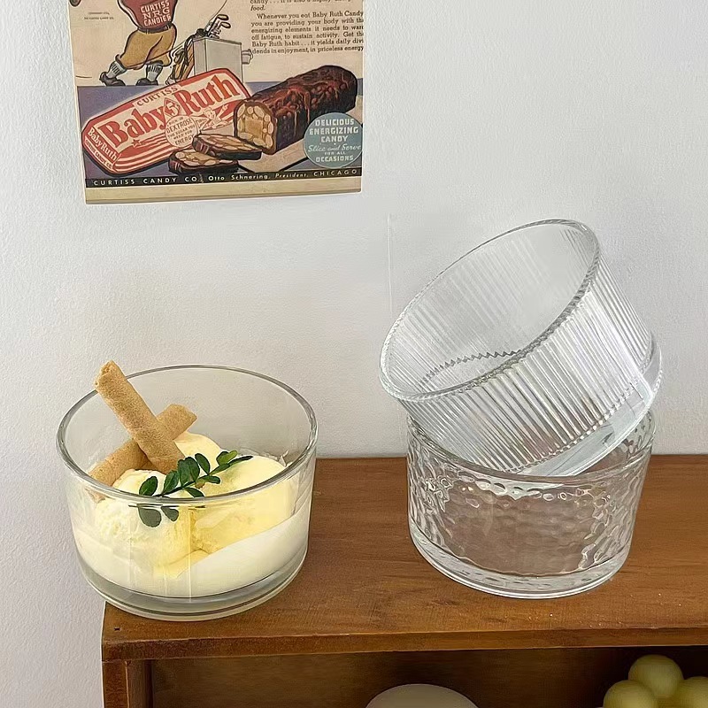 【พร้อมส่ง】แก้ว ถ้วยแก้ว จานผลไม้แก้ว ชามโยเกิร์ต ของว่างขนม 🍨ice cream - รูปที่ 4