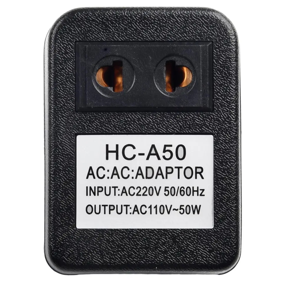 อแดปเตอร์ตัวแปลงปลั๊ก หม้อแปลงไฟพกพา INPUT:AC220 OUT:AC110V-50W เอาเครื่องไฟฟ้าตปทมาใช้ไฟไทย