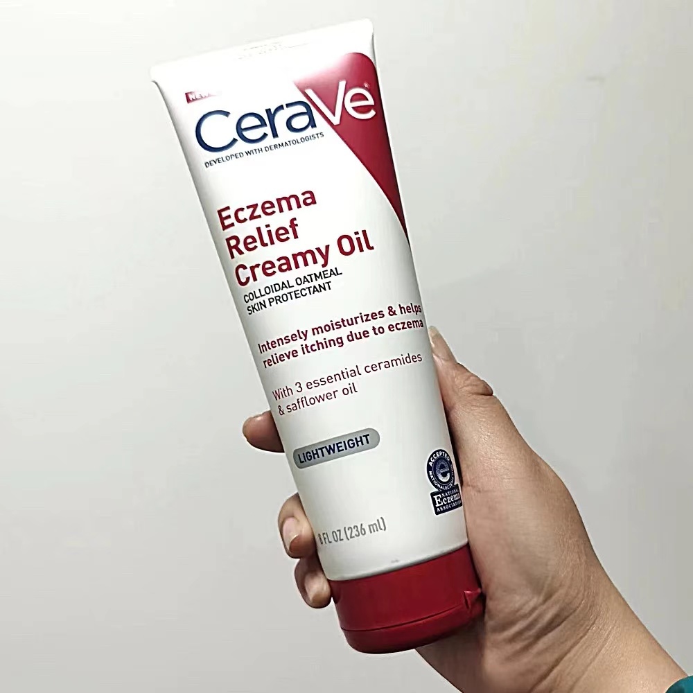 การจัดส่งสินค้าของแท้，CeraVe Eczema Relief Creamy 0il 236ml，