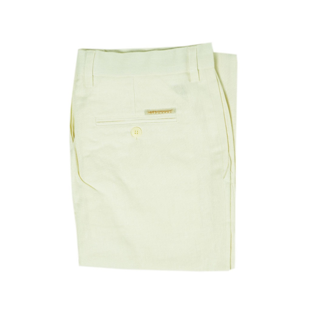 Hazard กางเกงทำงานขายาวไม่มีจีบ ผ้า Linen(ลินิน) สีขาว (22)