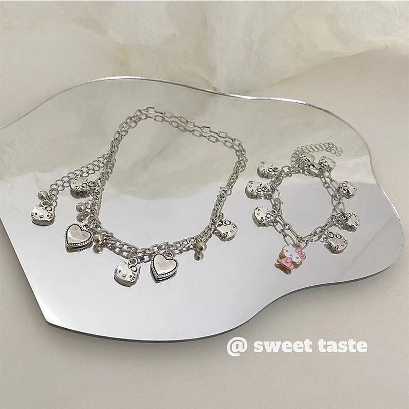 มี 2 แบบส่งด่วน สร้อยข้อมือแมวสีชมพู กำไลข้อมือแฟชั่นสุดน่ารัก BL57-BL58