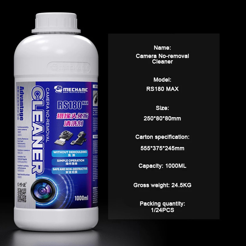 Mechanic RS180 MAX โทรศัพท์มือถือกล้องด้านหลังทําความสะอาดตัวทําละลายบางเครื่องทําความสะอาดกล้องด้านหลัง 500ML 1000ML กล