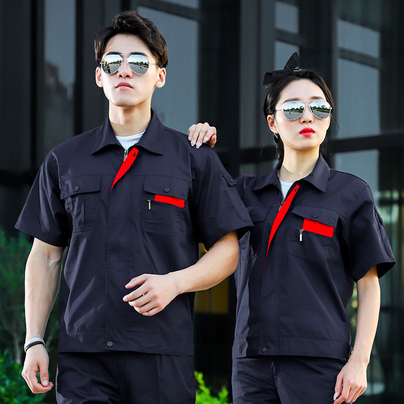 👷‍♂️👷‍♀️ ชุดทำงาน แขนสั้น เสื้อช็อปช่าง ชุดทำงานซ่อมรถยนต์  ใส่ได้ทั้งผู้ชายและผู้หญิง