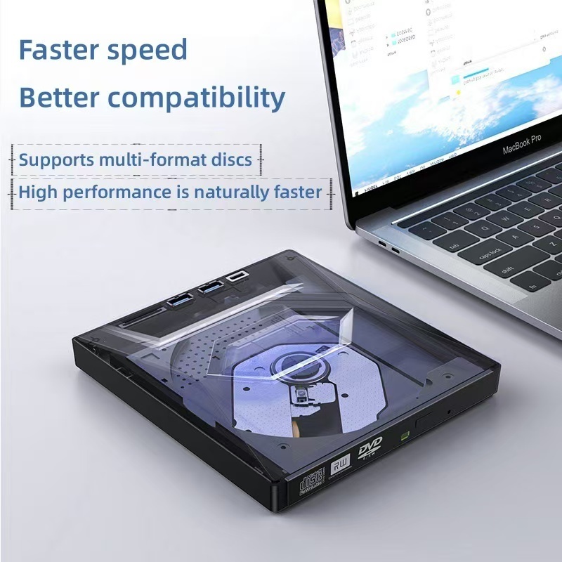 USB 3.0 Multifunctional DVD-RW type-c Dual Interface TF Card อ่านคอมพิวเตอร์ภายนอก 7in1
