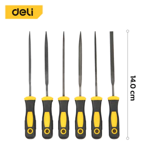 Deli ชุดตะไบ ตะไบแบน เซ็ตตะไบเหล็ก แพ็ค5ชิ้น ด้ามจับยางกันลื่น งานละเอียด 160มม File Set