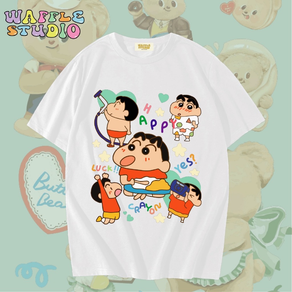 [ ส่งฟรี ] WS0531 เสื้อยืดโอเวอร์ไซส์ เสื้อยืดเกาหลี ผ้าคอตตอน 100% เสื้อยืด ชินจัง Chinjung WAFFLE STUDIO