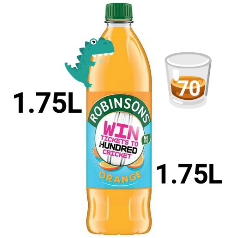 Robinsons Orange Juice (Concentrated)(No Added Sugar) 1.75 Litre - โรบินสัน น้ำส้ม ไม่มีน้ำตาล เสิร์