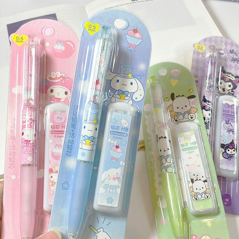 ชุดเครื่องเขียน ลายการ์ตูนอนิเมะ Kuromi Pochacco ดินสอกด สําหรับเด็กนักเรียน เหมาะสําหรับของขวัญ