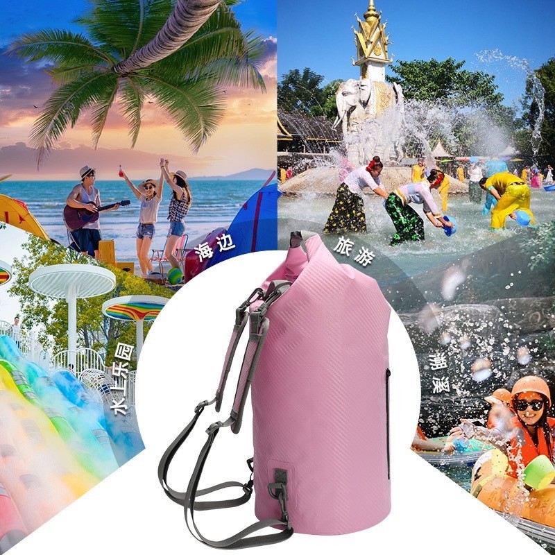 KNT กระเป๋ากันน้ำแบบพกพาลายคาร์บอน ขนาด10Lและ20L (แถม2สายคู่) Ocean pack ตัวเลือก5สี ราคา ถูกที่สุด ดีลบีเคเค