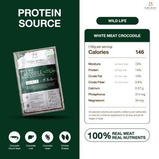 บาร์ฟสุนัข - BARF สูตรจระเข้ผสมไก่ l 500g - (Wild Life) WHITE MEAT CROCODILE