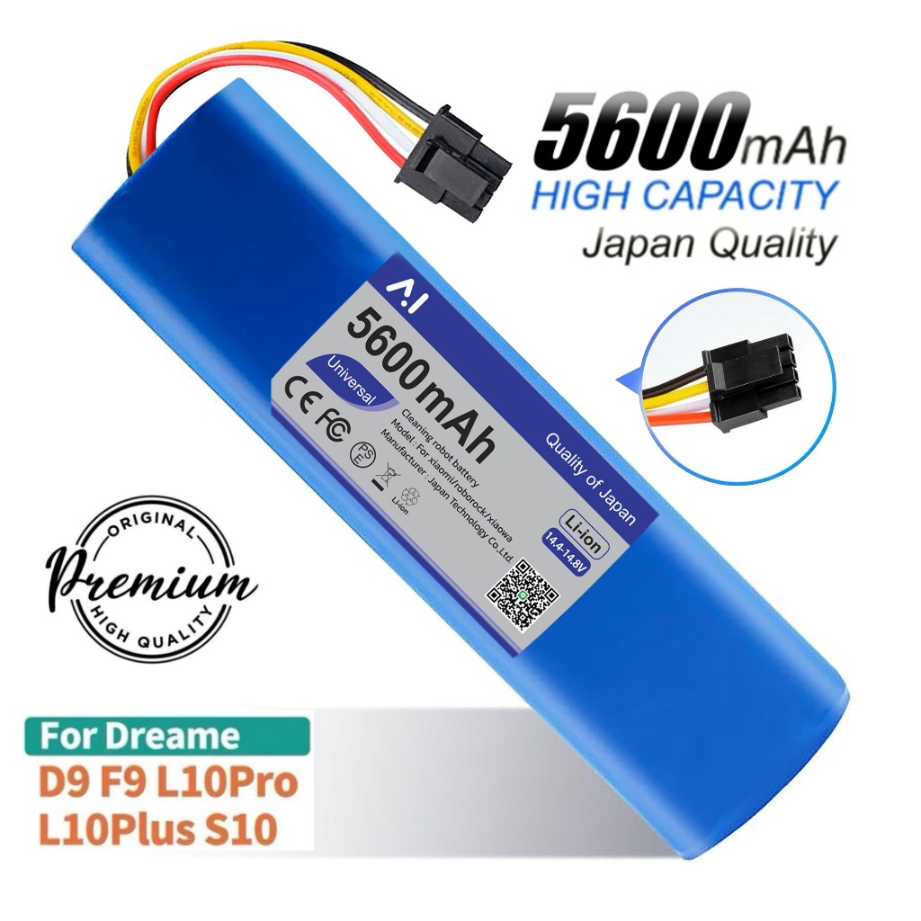 Battery แบตเตอรี่หุ่นยนต์ดูดฝุ่น For Xiaomi Mijia 1C, X10 Dreame D9 F9 S10 L10Plus L10Pro L10Ultra 5600mAh 14.8V