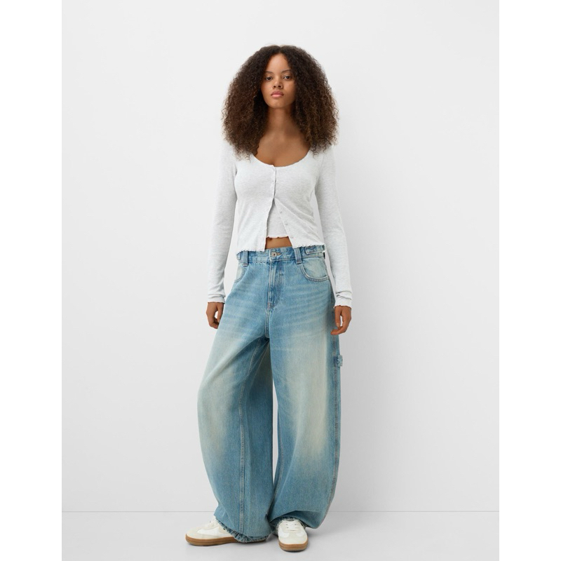 (ของแท้ ) BERSHKA wide balloon carpenter jeans กางเกงยีนส์ สียีนส์