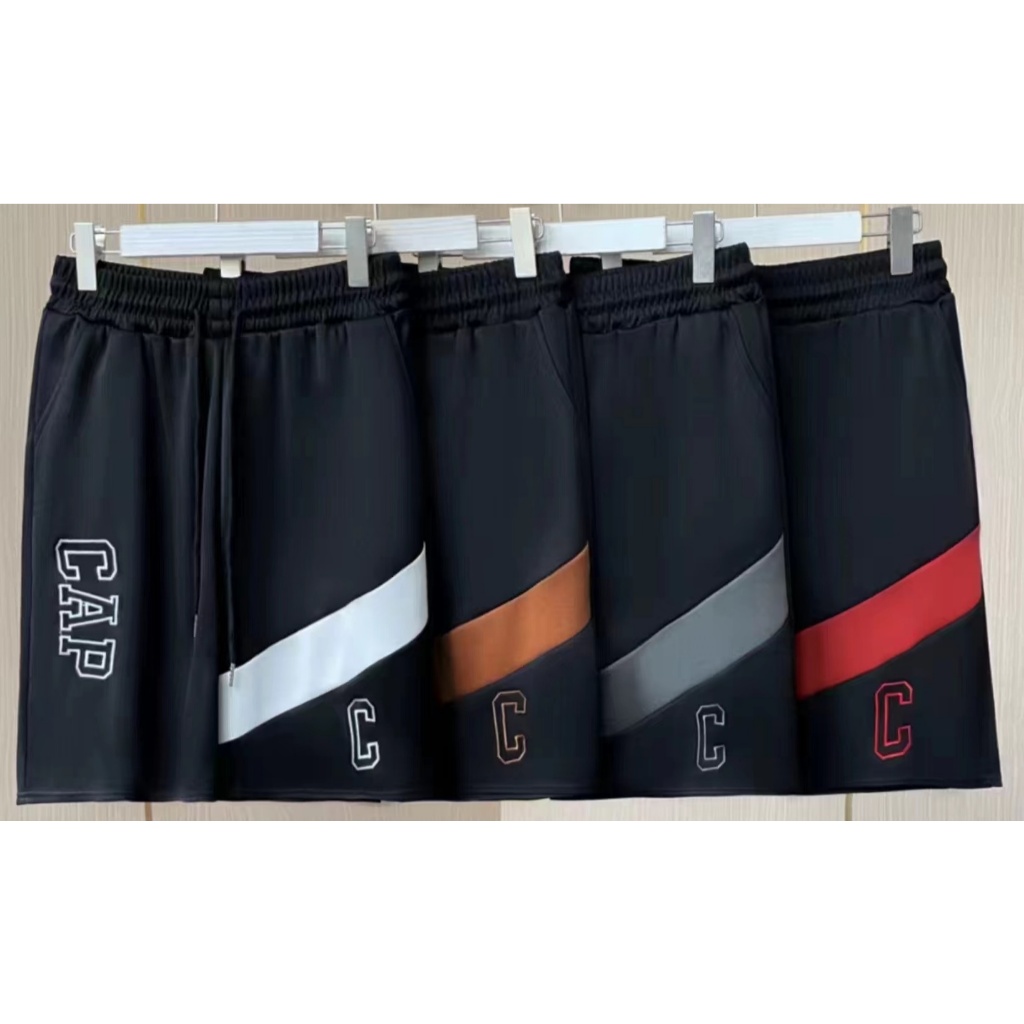 กางเกงขาสั้น ขา5ส่วน ดีเทลปักลาย แต่งแถบขา ผ้าเกาหลี ดีไซน์ทรงสปอร์ต p5961#