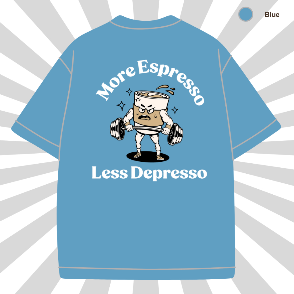 GymBeast | More Espresso - Blue | Oversized T-shirt UNISEX | ผ้าหนานุ่มสุดๆ ทรงสวย