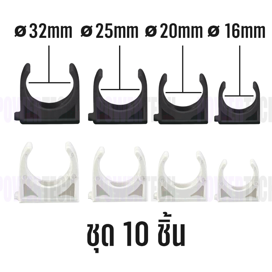 10ชิ้น Nano ก้ามปู  คลิปก้ามปู แบบมิล 16mm 20มmm25mm 32mm สีขาว สีดำ NNMC ใช้กับท่อ แบบมิล เท่านั้น ใช้กับท่อแบบ