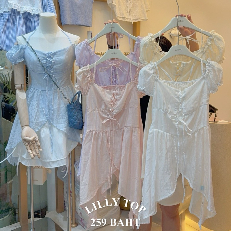 Chugar.Pie :  Lilly Top 🌷🍡💕 เสื้อปาดไหล่ เสื้อแขนตุ๊กตา