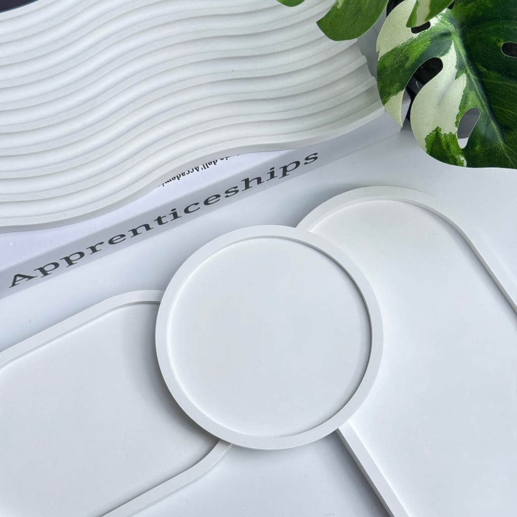 จานปูนปลาสเตอร์ ถาดปูน พร้อพสำหรับถ่ายรูป ของตกแต่งโต๊ะมินิมอล ที่วางเครื่องประดับสไตล์เกาหลี