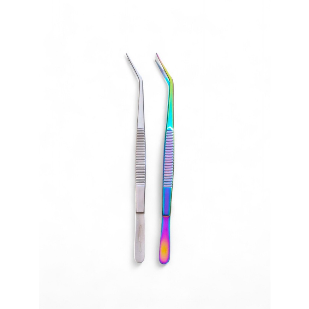 Tweezer 20 cm. Angled (Titanium / Silver) ที่คีบตกแต่งจาน