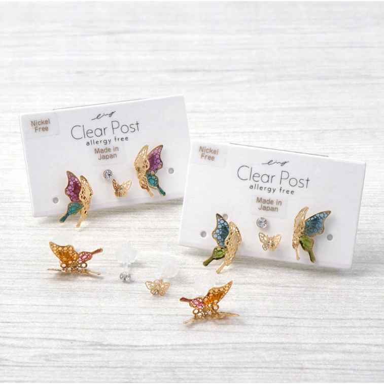 ต่างหู Butterfly Plastic Earring Set