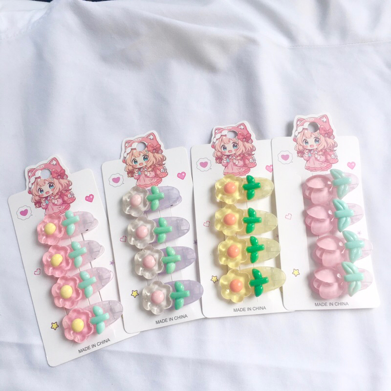 (4 ชิ้น) กิ๊บดอกไม้เรซิ่น รุ่นมินิจิต มินิใจ น่ารักกรุบสีหวานพาสเทล