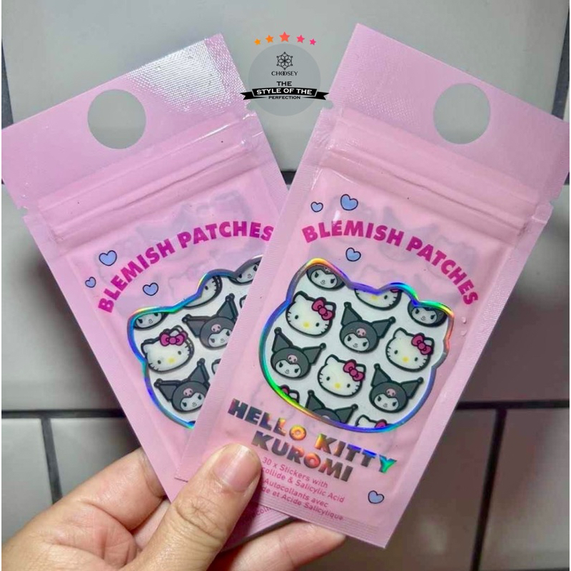 พร้อมส่ง แผ่นแปะสิวคิตตี้ คุโรมิ แบบแม่ชม Hello Kitty x Kuromi Blemish Patches จาก