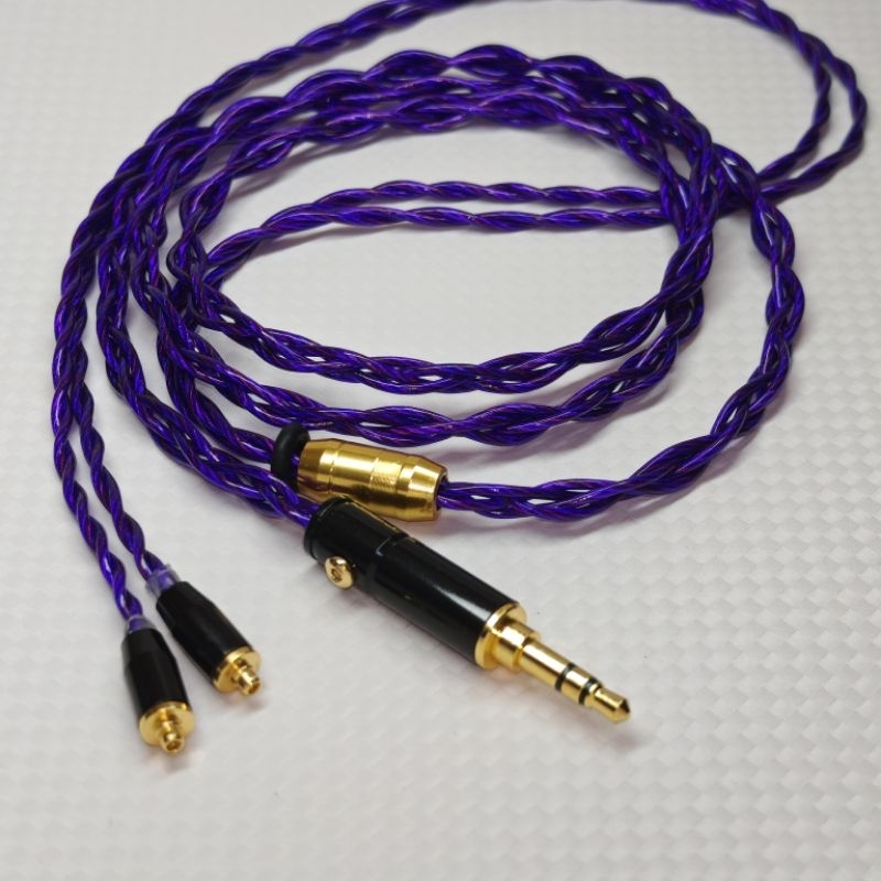 สายอัพเกรด The Purple สายไฮบริด (ทองแดง/ทองแดงชุบเงิน) ถัก 4 คุณภาพเสียงสูง ประกอบปราณีต by lungtao