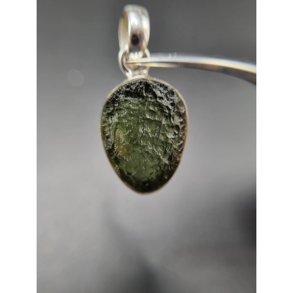 จี้ Moldavite เงินแท้ Silver AG 925/1000 Czech republic MJ24-AG29 3.2g