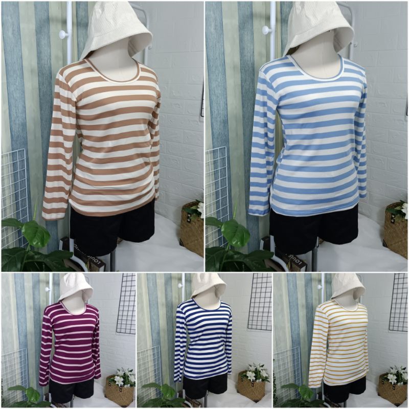 (TK) เสื้อยืดคอกลม แขนยาว ผ้านุ่ม ใส่สบาย ผู้หญิง Clothing Lady Women Tshirt