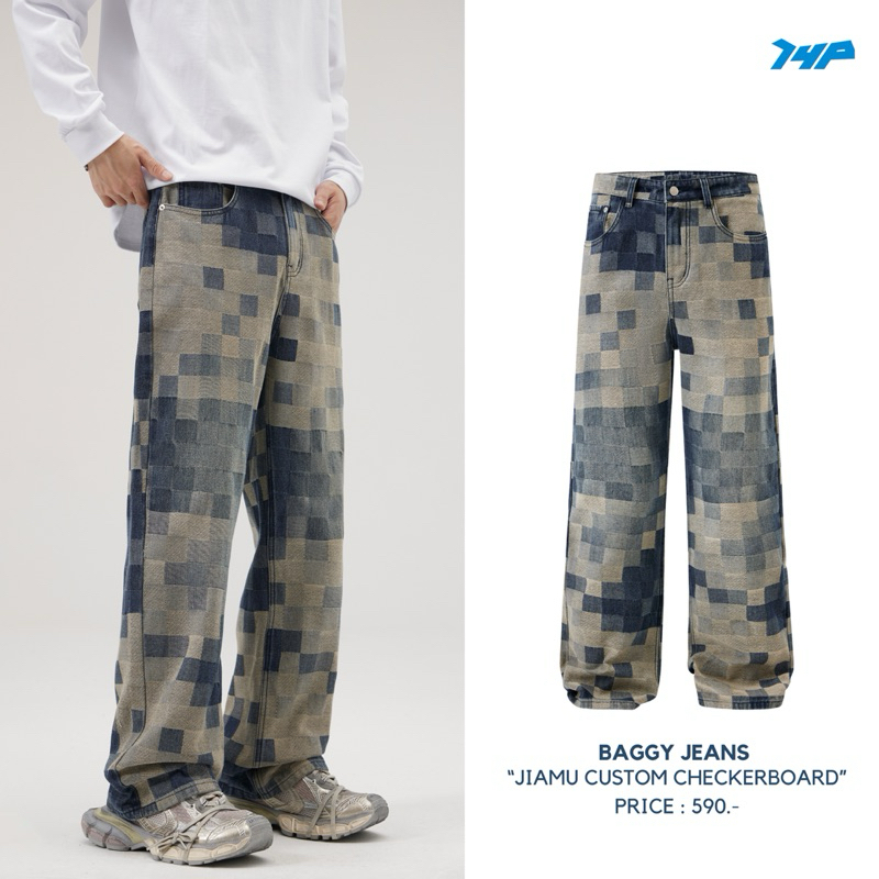 【DENIM & BAGGY JEANS】 "JIAMU CUSTOM CHECKERBOARD"
