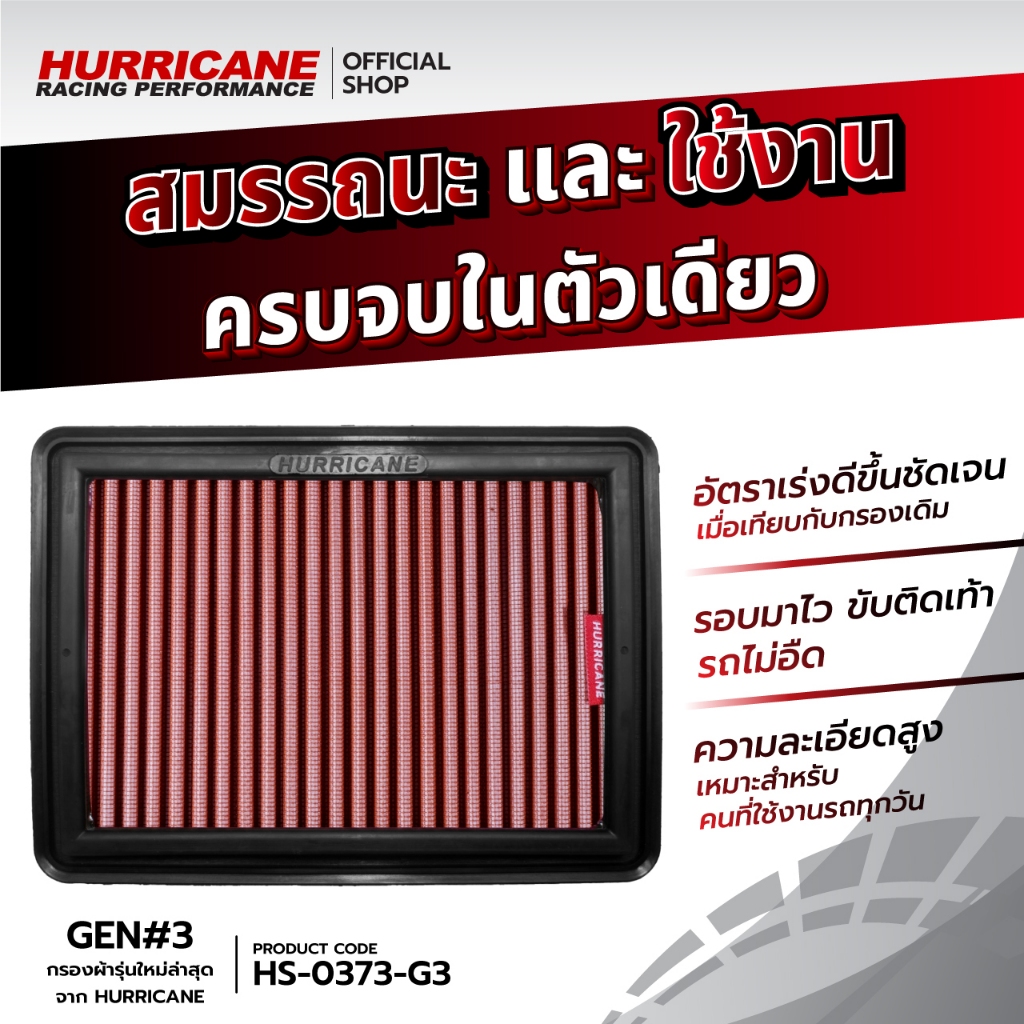 กรอง Hurricane (รุ่นผ้า) Skyactiv Mazda 3 สกายแอคทีฟ