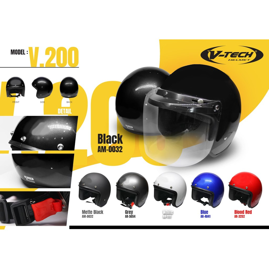 หมวกกันน็อค รุ่นV200 วินเทจ คลาสสิค หมวกกระดุม นวมนุ่ม แถมแผ่นหน้าทุกใบค่ะ