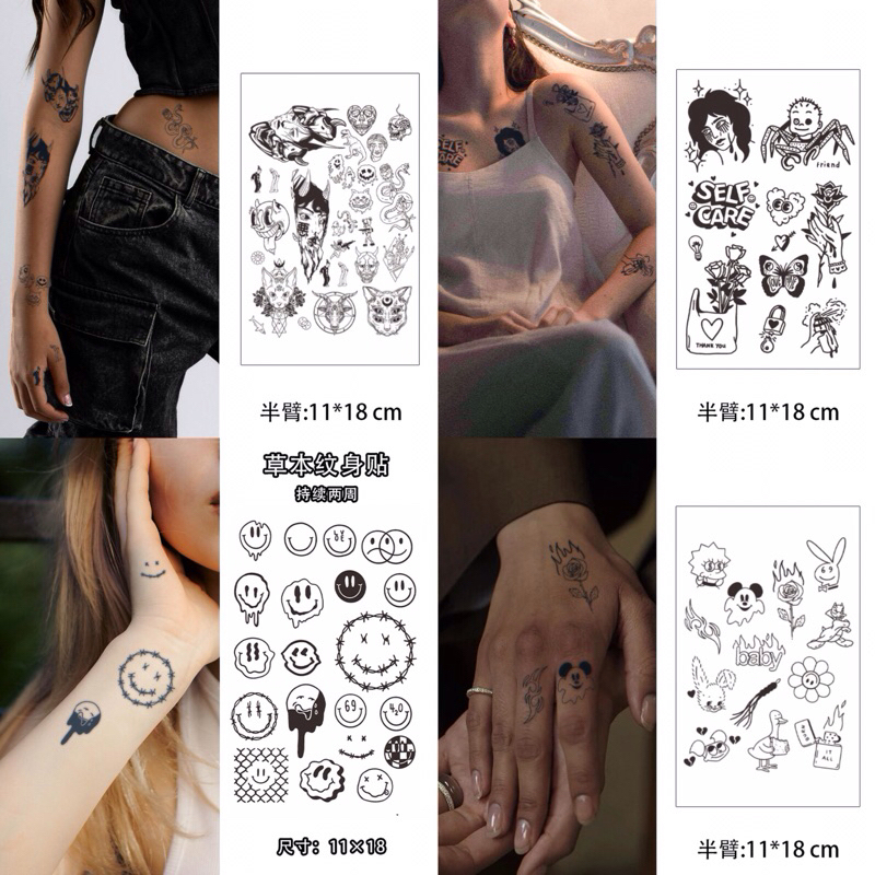 แทททูติดทน 7-10วัน แผ่นใหญ่ 11x18cm. พร้อมส่งใน