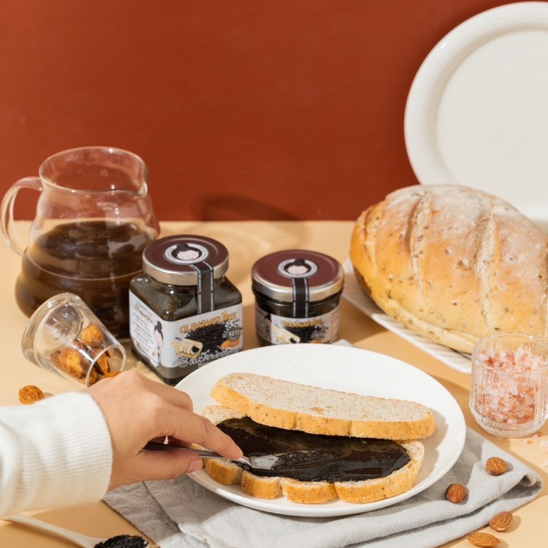 เนยถั่วอัลมอนด์ ผสม งาดำ Black Sesame Spread (ไม่ใส่น้ำตาล/น้ำมัน) คีโต/คลีน100%
